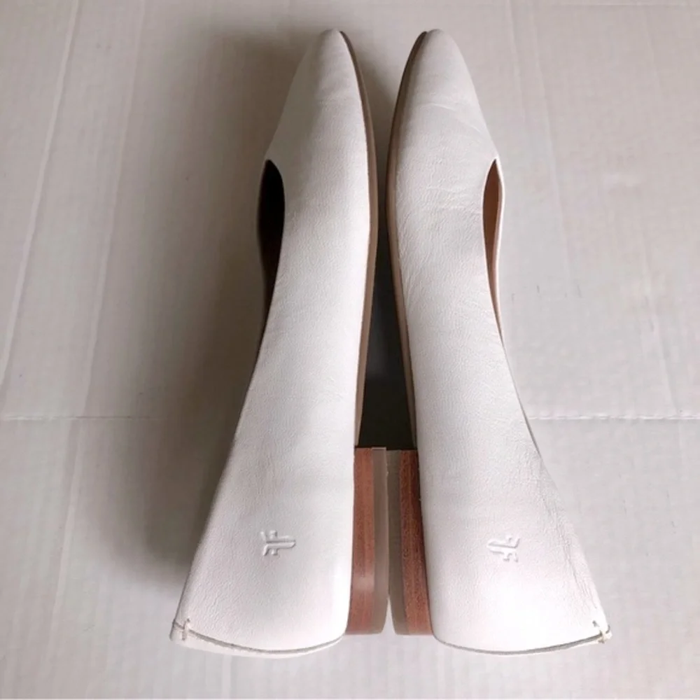 Frye Womens Dana white Square-toe Leather Heel Ballet Flats Shoes 9 - Picture 9 of 12